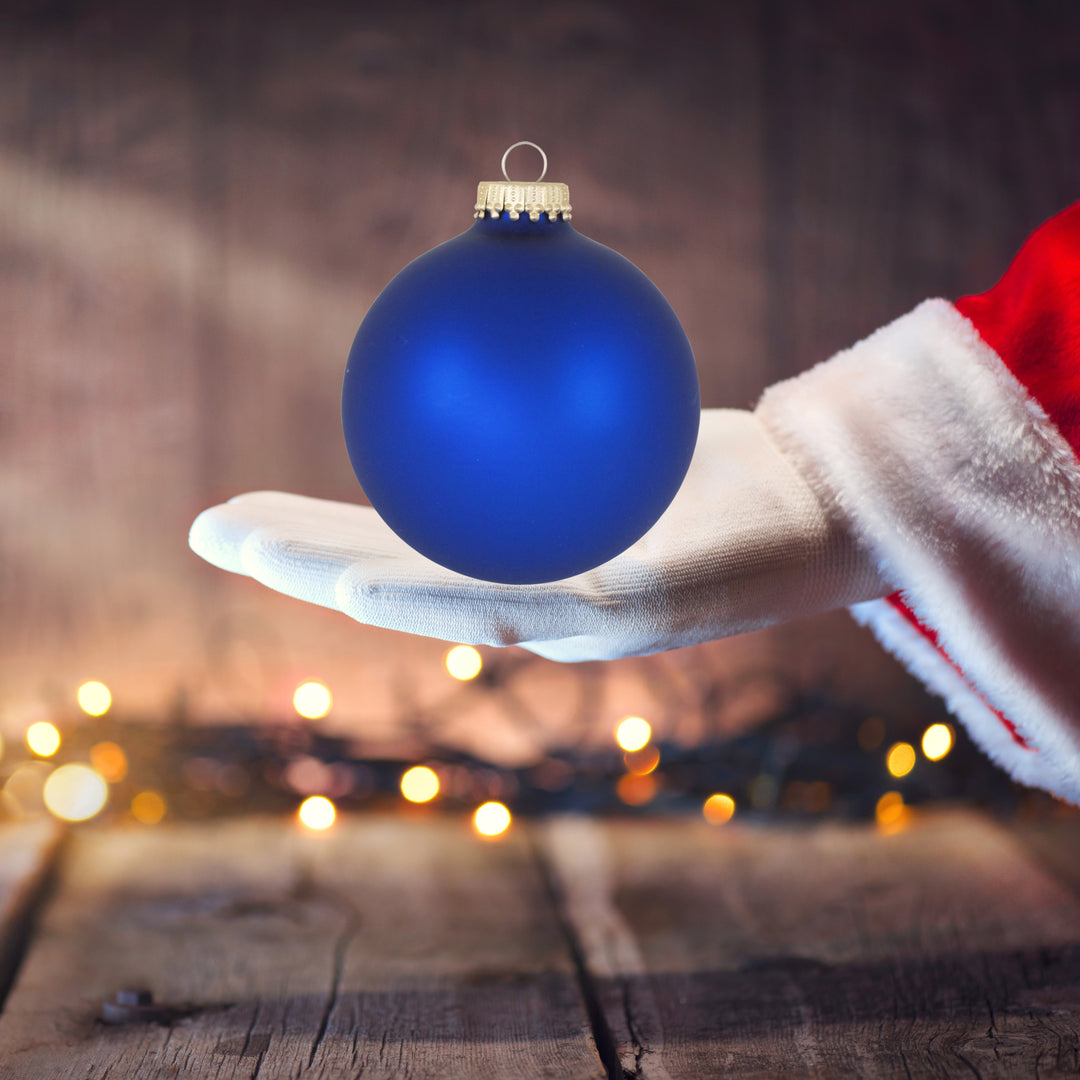 3 1/4" (80mm) Glass Ball Ornament, Royal, 4/Box, 12/Case, 48 Pieces