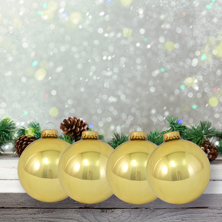 3 1/4" (80mm) Glass Ball Ornament, Aztec Gold, 4/Box, 12/Case, 48 Pieces