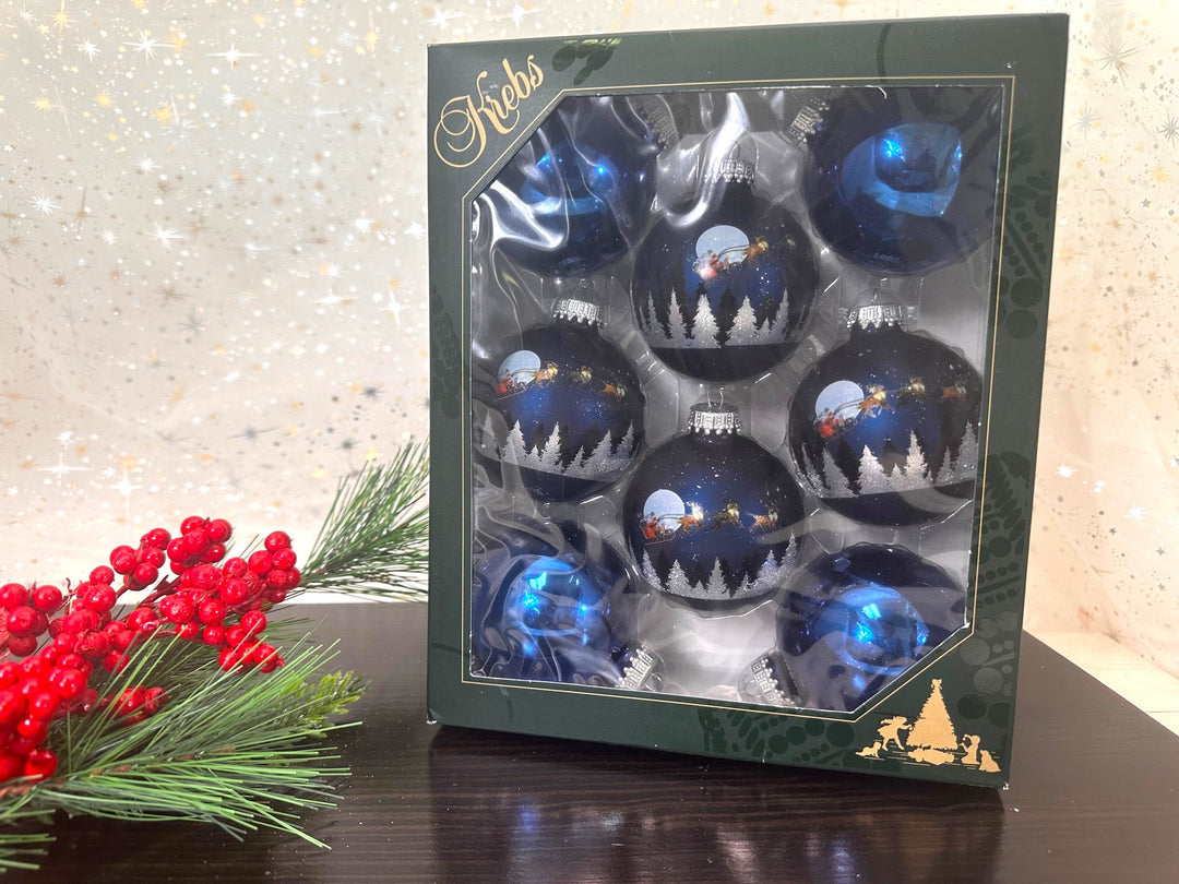 2 5/8" (67mm) Ball Ornaments, Spirit of Christmas Glass Ball assortment, 8/Box, 12/Case, 96 Pieces