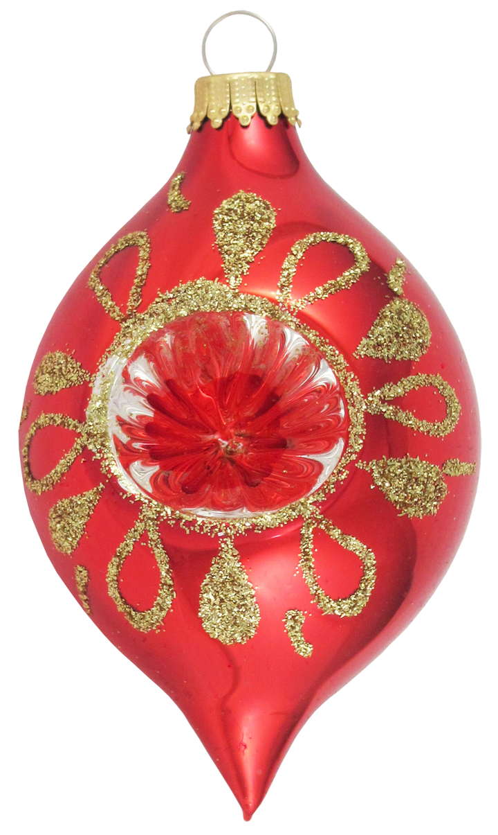 Assorted Sizes Glass Finials, Red/Gold Multi, 12/Box, 4/Case, 48 Pieces
