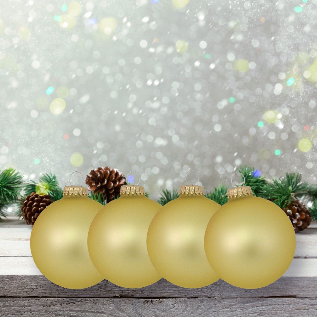 3 1/4" (80mm) Glass Ball Ornament, Gold Velvet, 4/Box, 12/Case, 48 Pieces