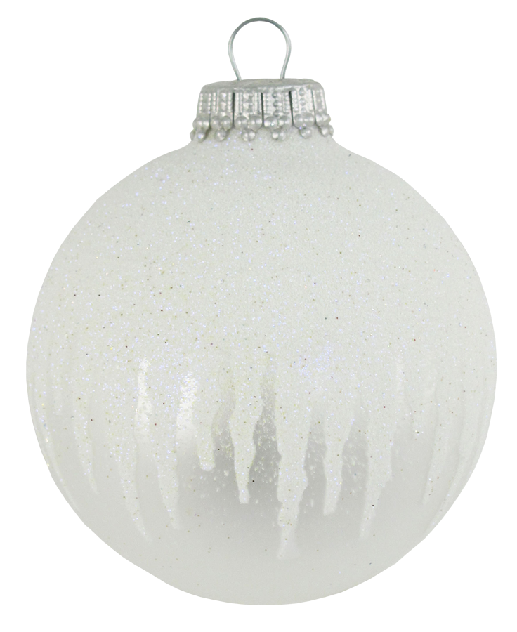 2 5/8" (67mm) Ball Ornaments, Icicles, Silver/White, 4/Box, 12/Case, 48 Pieces