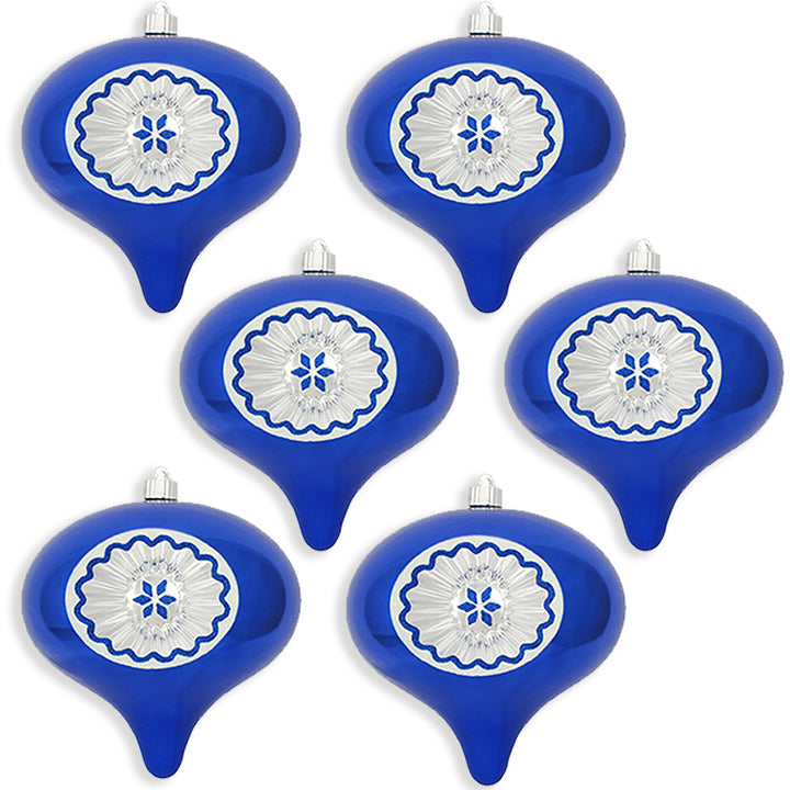 8" (200mm) Large Commercial Shatterproof Reflector Onion Ornaments, Azure Blue, Case, 6 Pieces