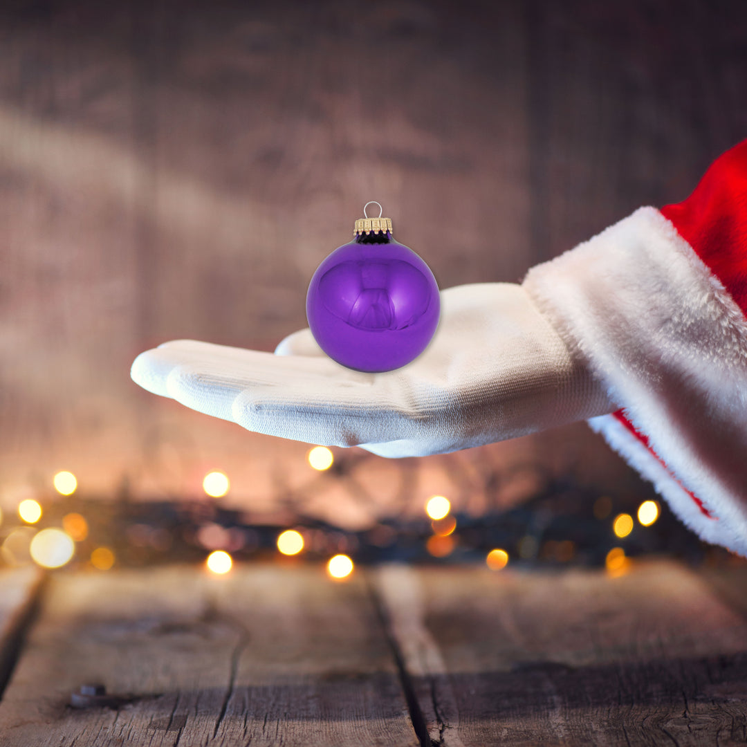 2" (50mm) Ball Ornaments, Gold Caps, Royal Lilac, 12/Box, 12/Case, 144 Pieces