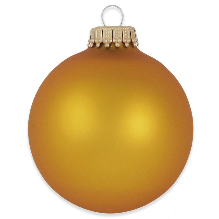 2 5/8" (67mm) Ball Ornaments, Gold Caps, Old Gold Velvet, 8/Box, 12/Case, 96 Pieces