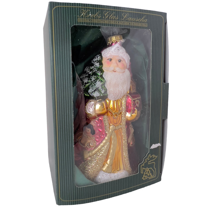 6.6" (15cm) Santa with Treasure, Red/ Gold,  Figurine Ornaments, 1/Box, 6/Case, 6 Pieces