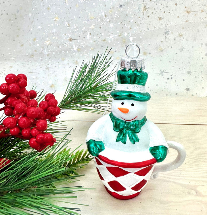 Snowman in Cup Figurine Ornaments, 1/Box, 6/Case, 6 Pieces