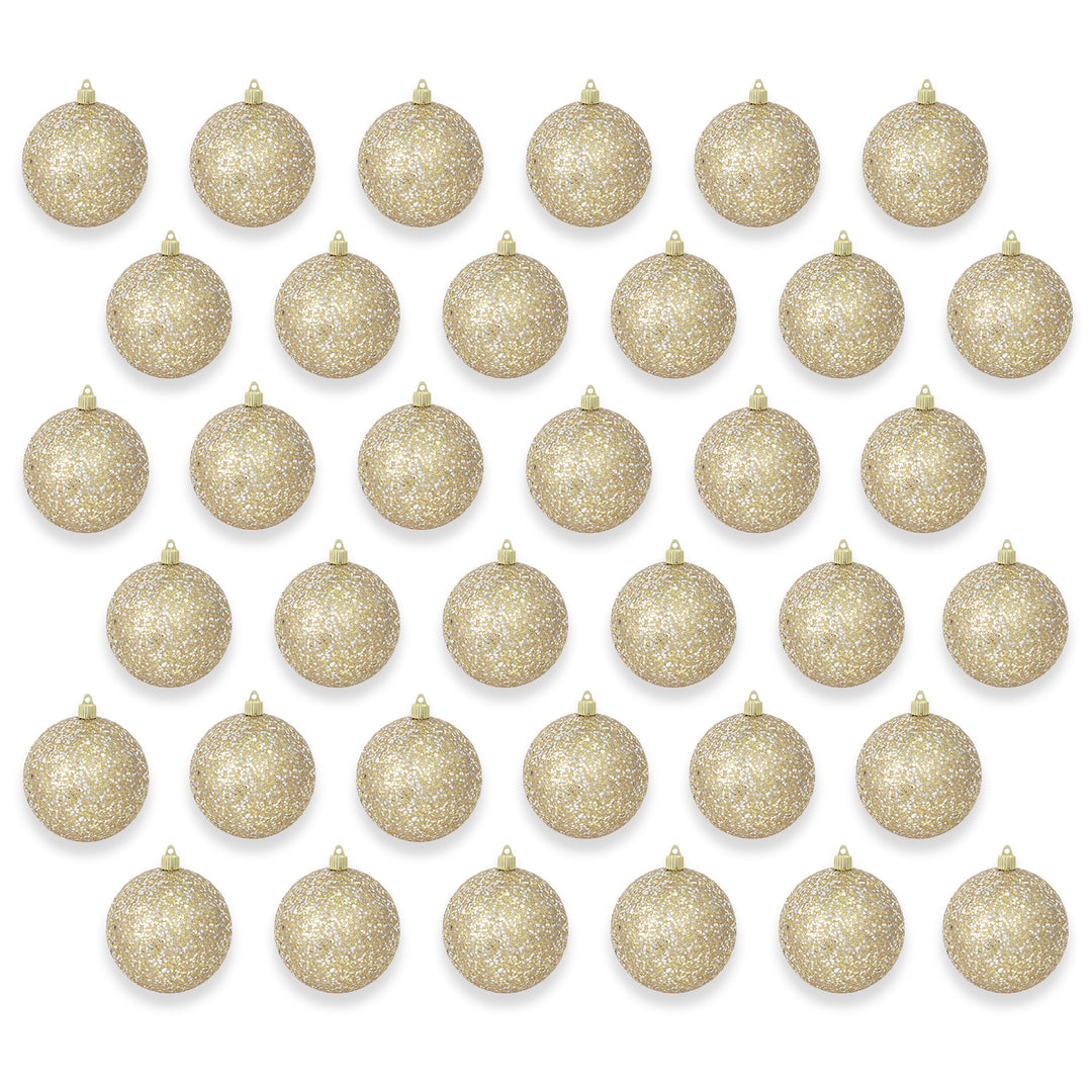 4 3/4" (120mm) Gold / Silver Glitz Shatterproof Ball, Case, 36 Pieces