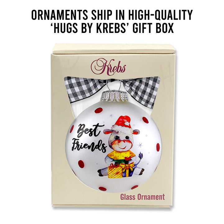 3 1/4" (80mm) Personalizable Hugs Specialty Gift Ornaments, Best Friends/Donkey, Silver Pearl, 1/Box, 12/Case, 12 Pieces