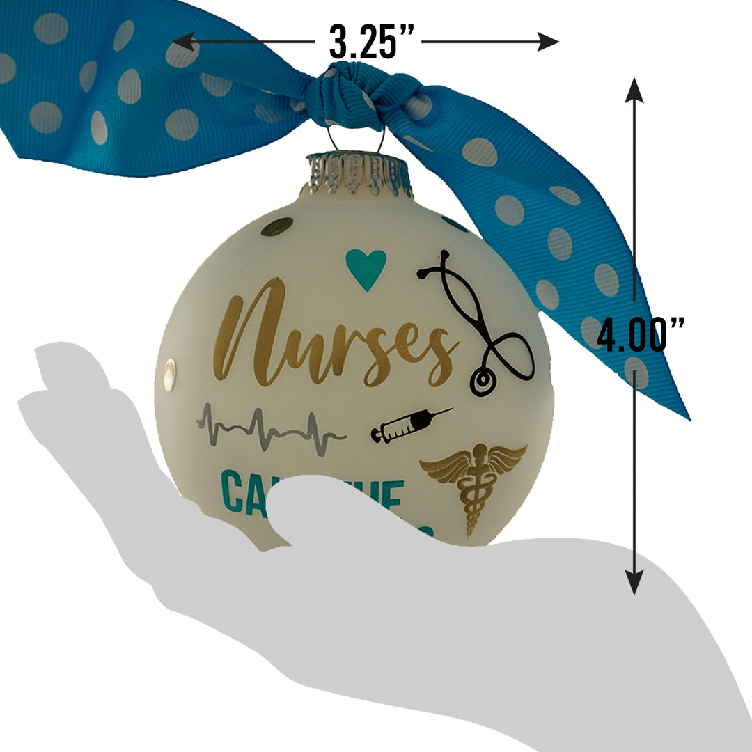 3 1/4" (80mm) Personalizable Hugs Specialty Gift Ornaments, Frost Glass Ball with Nurses Call The Shots