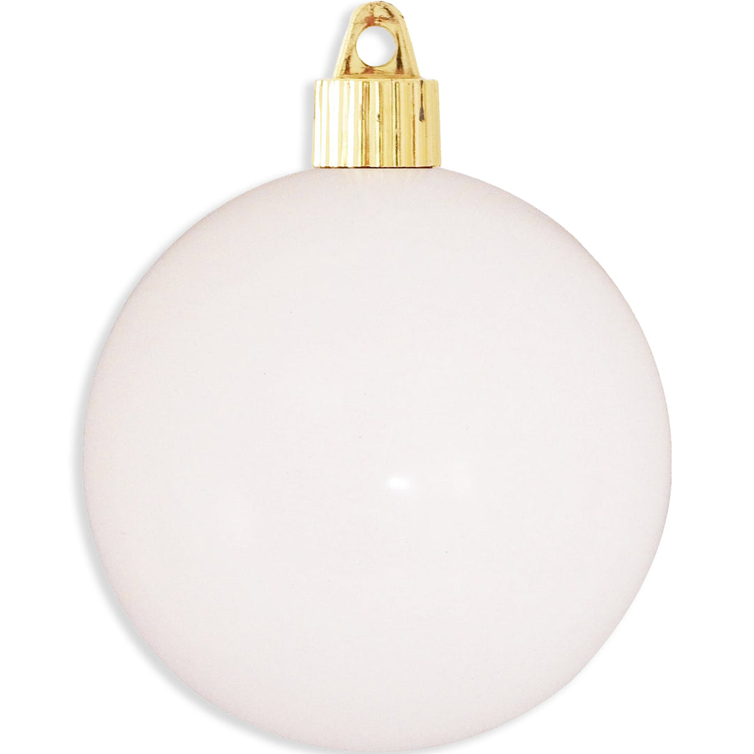 3 1/4" (80mm) Commercial Shatterproof Ball Ornament, Pure White, 8 Pieces per Bag. 10 Bags per Case, 80 Pieces per case.