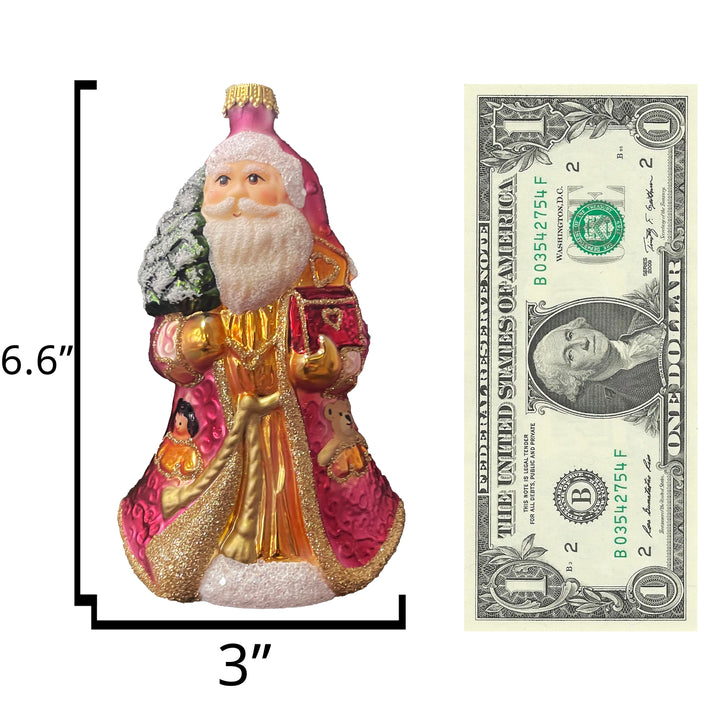 6.6" (15cm) Santa with Treasure, Red/ Gold,  Figurine Ornaments, 1/Box, 6/Case, 6 Pieces