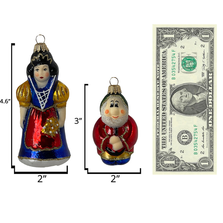 3" and 4.25" Fairytale Snow White & 7 dwarfs Multicolor set Ornaments, 8/Box, 4/Case, 32 Pieces