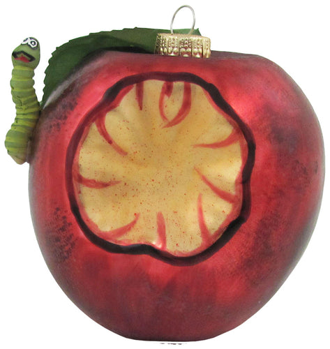 3 1/4" (80mm) Apple with Worm Figurine Ornaments, 1/Box, 6/Case, 6 Pieces