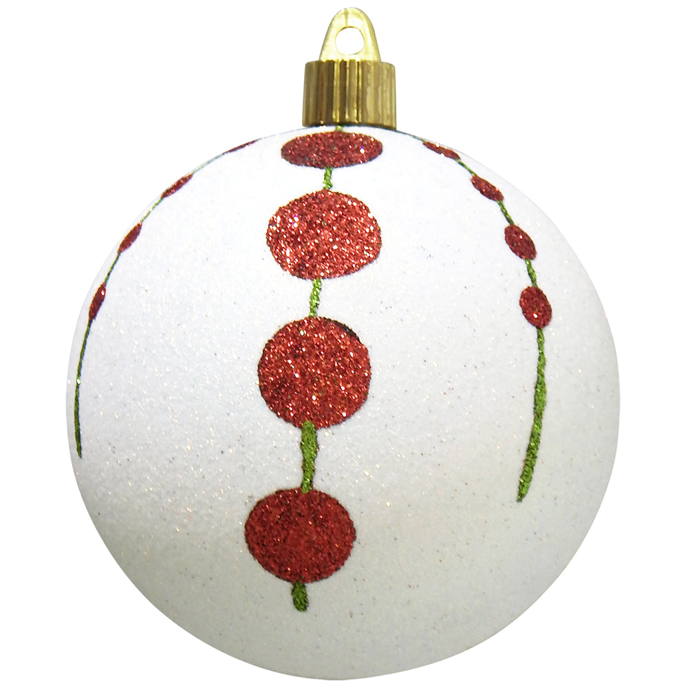 4" (100mm) Large Commercial Shatterproof Ball Ornament, Snowball Glitter, Case, 24 Pieces