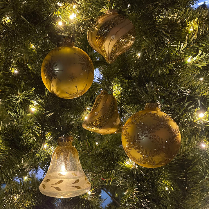 3 1/4" (80mm) Ball Ornaments Highly Decorated Ornament, Gold, 9/Box, 6/Case, 54 Pieces