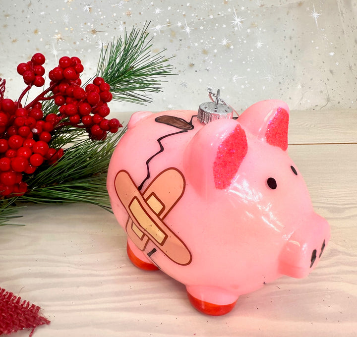4" (100mm) Cracked Piggy Bank Figurine Ornaments, 1/Box, 6/Case, 6 Pieces