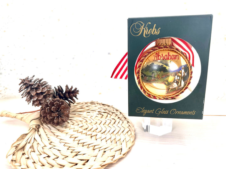 3 1/4" (80mm) Personalizable Hugs Specialty Gift Ornaments, Aztec Gold Glass Ball with Bible Hero/ Abraham