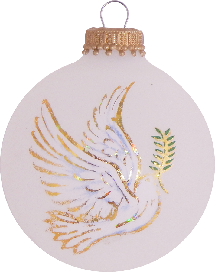 2 5/8" (67mm) Ball Ornaments, Peace Dove, Frost, 4/Box, 12/Case, 48 Pieces