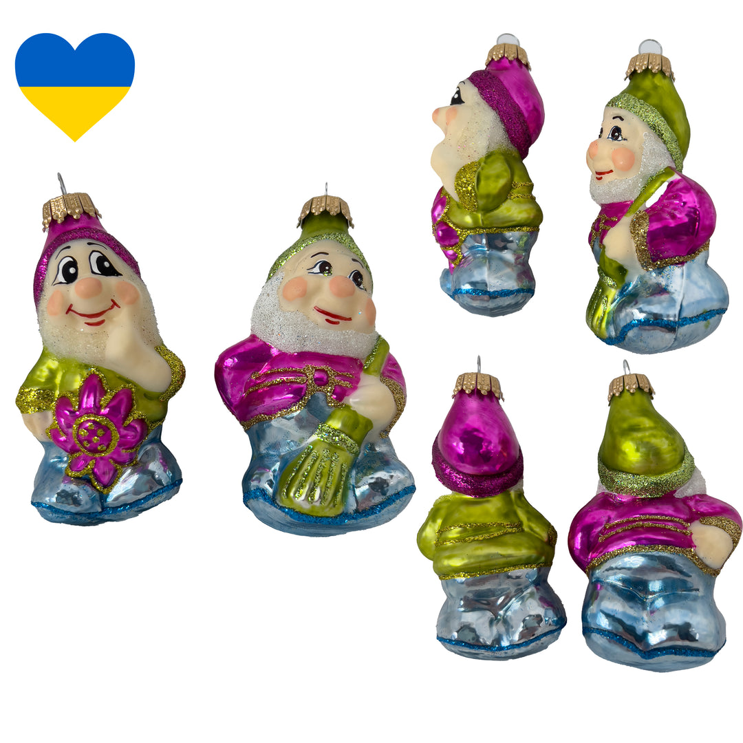 4" Enchanted Dwarf 2-piece Pink/ Green assortment Figurine Ornaments, 2/Box, 6/Case, 12 Pieces