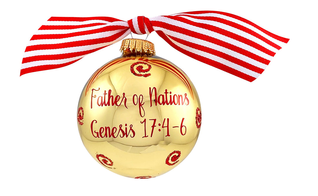 3 1/4" (80mm) Personalizable Hugs Specialty Gift Ornaments, Aztec Gold Glass Ball with Bible Hero/ Abraham