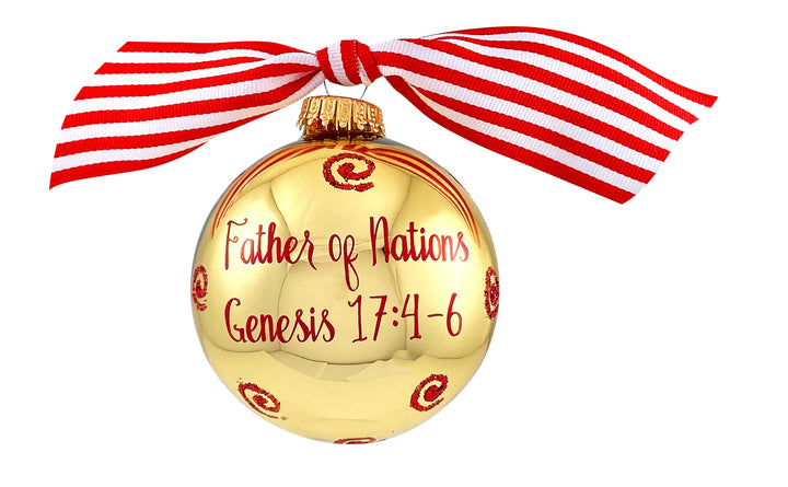 3 1/4" (80mm) Personalizable Hugs Specialty Gift Ornaments, Aztec Gold Glass Ball with Bible Hero/ Abraham