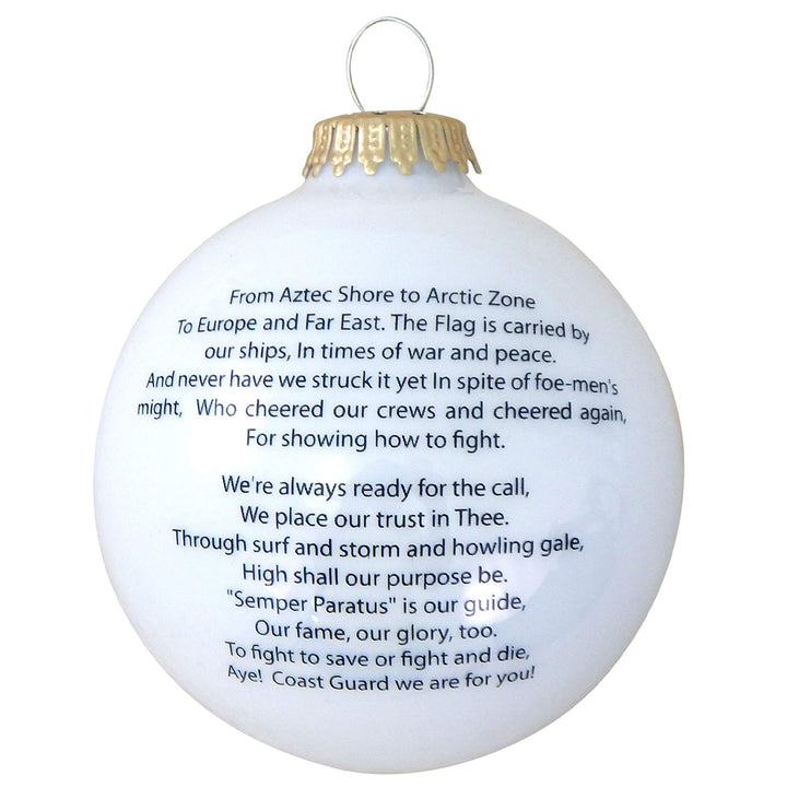 3 1/4" (80mm) Ball Ornaments, US Coast Guard Logo and Hymn, Porcelain White, 1/Box, 12/Case, 12 Pieces
