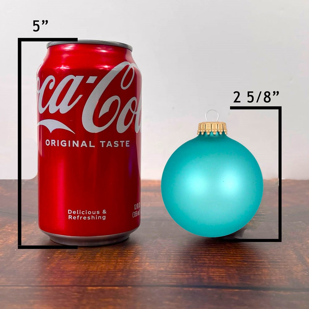 2 5/8" (67mm) Ball Ornaments, Gold Caps, Spa Blue, 8/Box, 12/Case, 96 Pieces