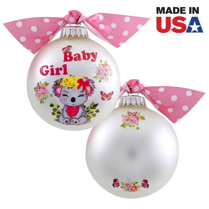 3 1/4" (80mm) Personalizable Hugs Specialty Gift Ornaments, Baby Girl Koala, Silver Pearl, 1/Box, 12/Case, 12 Pieces