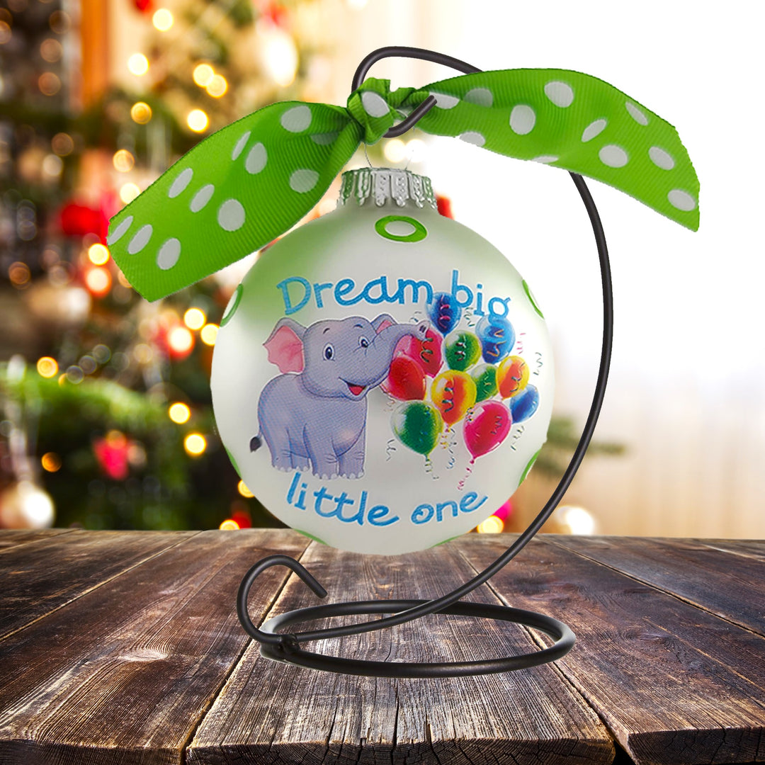 3 1/4" (80mm) Personalizable Hugs Specialty Gift Ornaments, Silver Pearl Ball with Dream Big