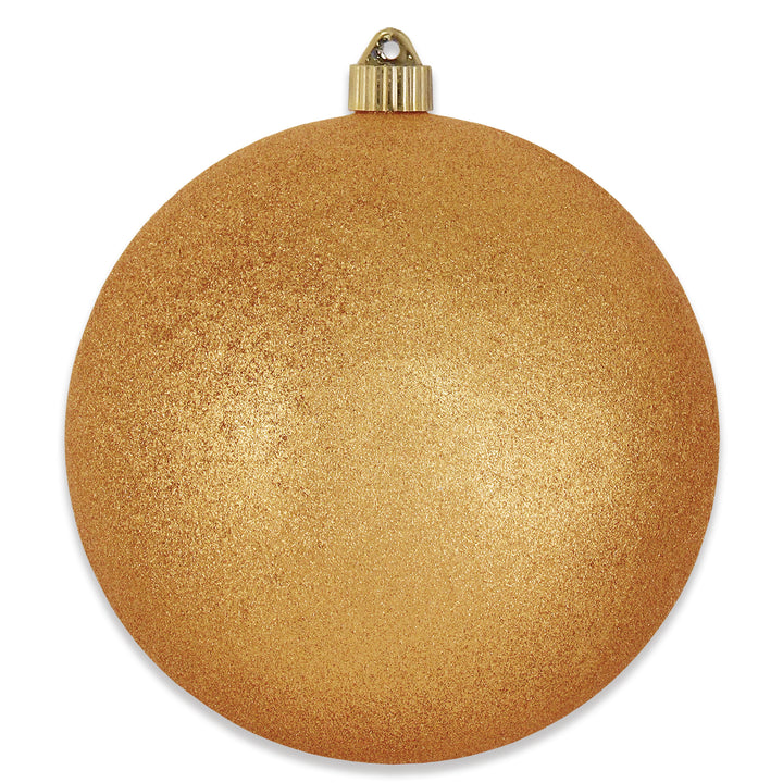 8" (200mm) Giant Commercial Shatterproof Ball Ornament, Antique Gold Glitter, Case, 6 Pieces