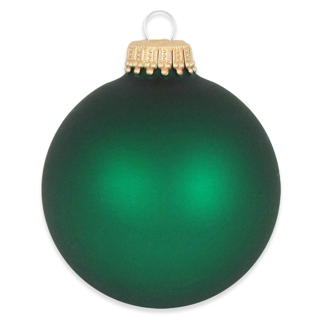 2 5/8" (67mm) Ball Ornaments, Gold Caps, Green Velvet, 8/Box, 12/Case, 96 Pieces