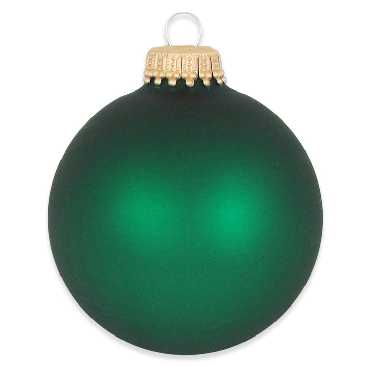 2 5/8" (67mm) Ball Ornaments, Gold Caps, Green Velvet, 8/Box, 12/Case, 96 Pieces