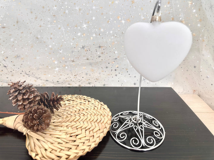 3 1/2" (89mm) Frost Glass Heart Ornament, 1/Box, 12/Case, 12 Pieces