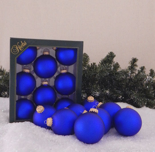 2 5/8" (67mm) Ball Ornaments, Gold Caps, Royal Velvet, 8/Box, 12/Case, 96 Pieces