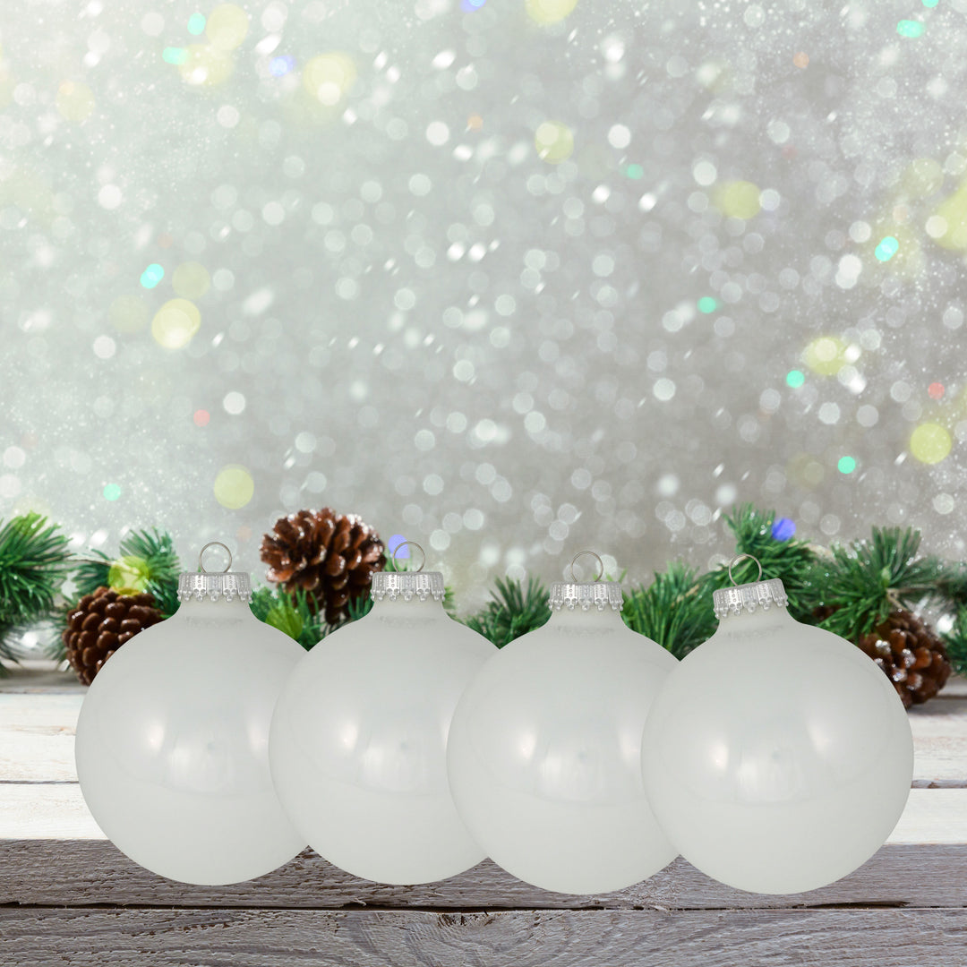 3 1/4" (80mm) Glass Ball Ornament, Porcelain White, 4/Box, 12/Case, 48 Pieces