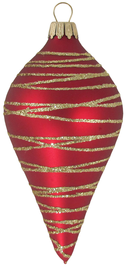 Assorted Sizes Glass Finials, Red/Green/Gold, 12/Box, 4/Case, 48 Pieces