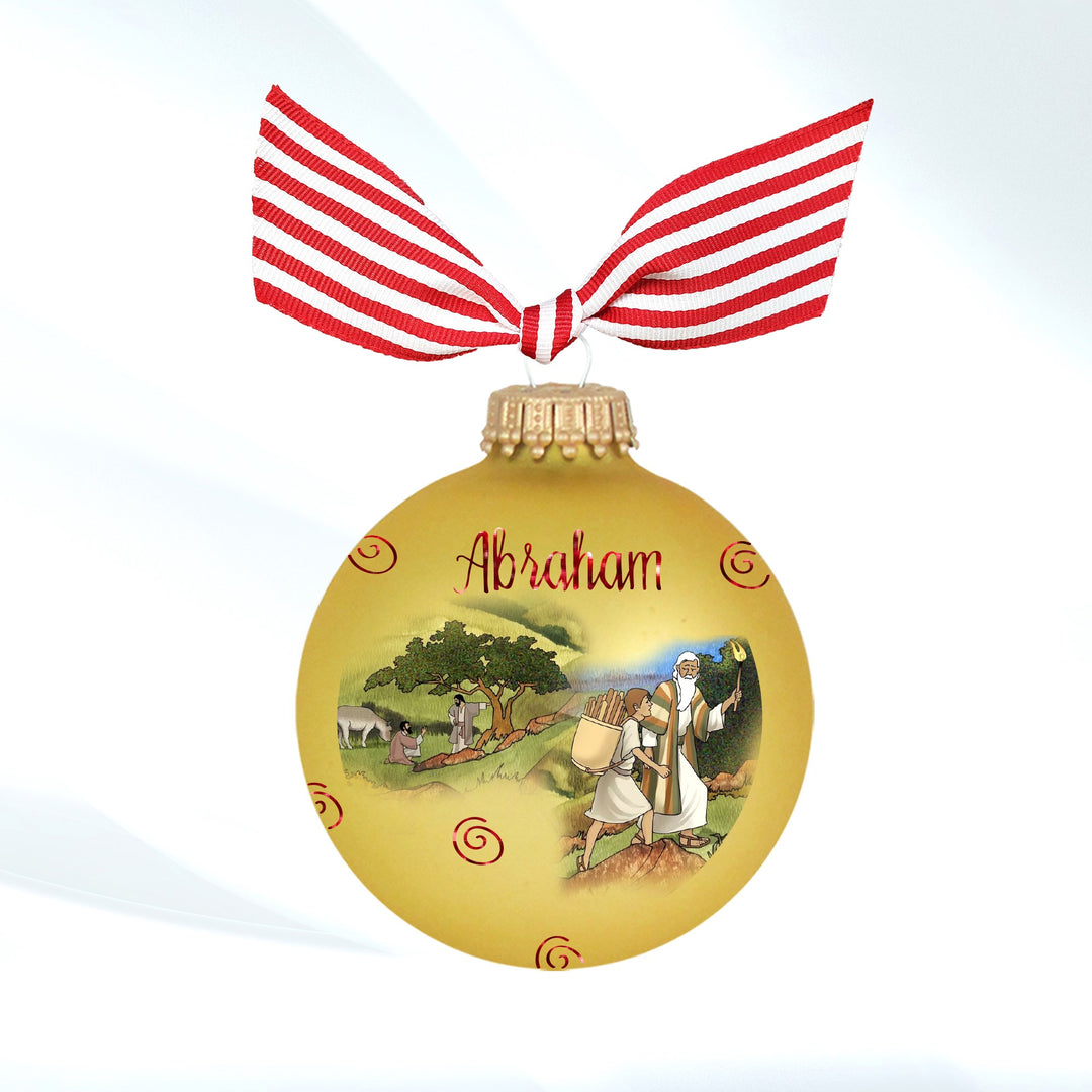 3 1/4" (80mm) Personalizable Hugs Specialty Gift Ornaments, Aztec Gold Glass Ball with Bible Hero/ Abraham