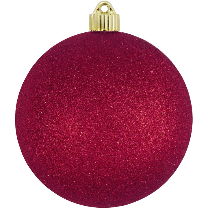 6" (150mm) Commercial Shatterproof Ball Ornament, Burgundy Glitter Red, 2 per Bag, 6 Bags per Case, 12 Pieces