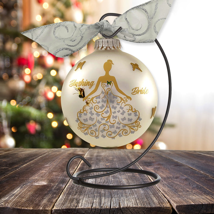 3 1/4" (80mm) Personalizable Hugs Specialty Gift Ornaments, Blushing Bride, Silver Pearl, 1/Box, 12/Case, 12 Pieces