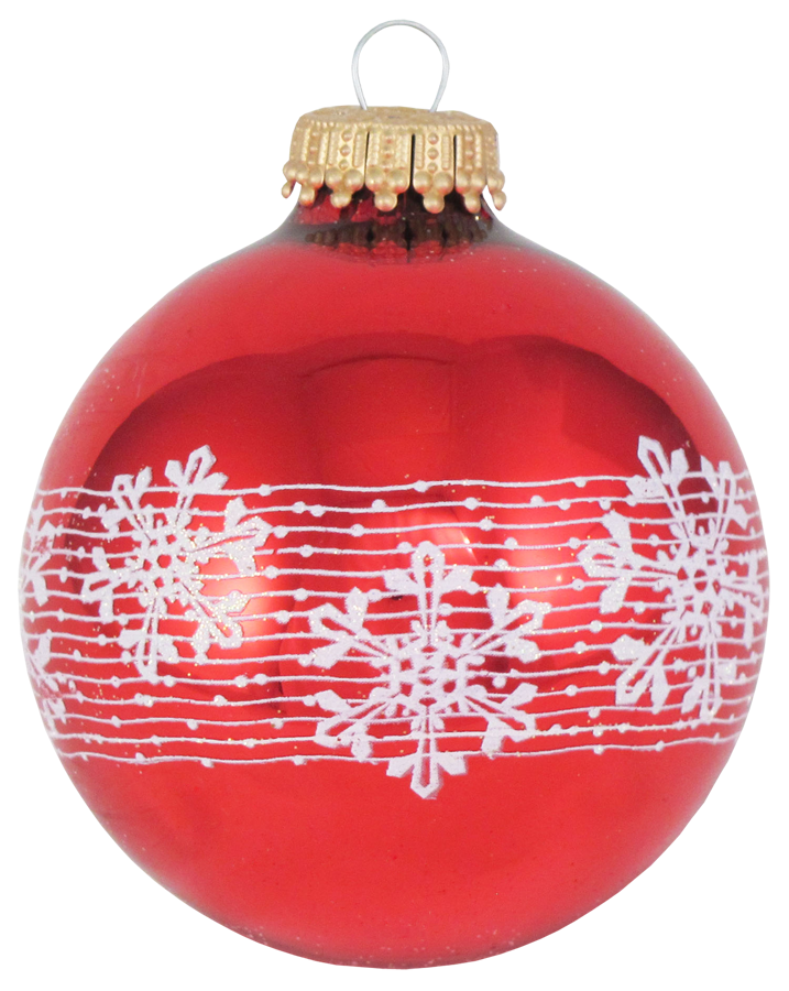 2 5/8" (67mm) Glass Ball Ornaments, Brilliant Red Shine / Velvet with Blowing Snow, 4/Box, 12/Case, 48 Pieces