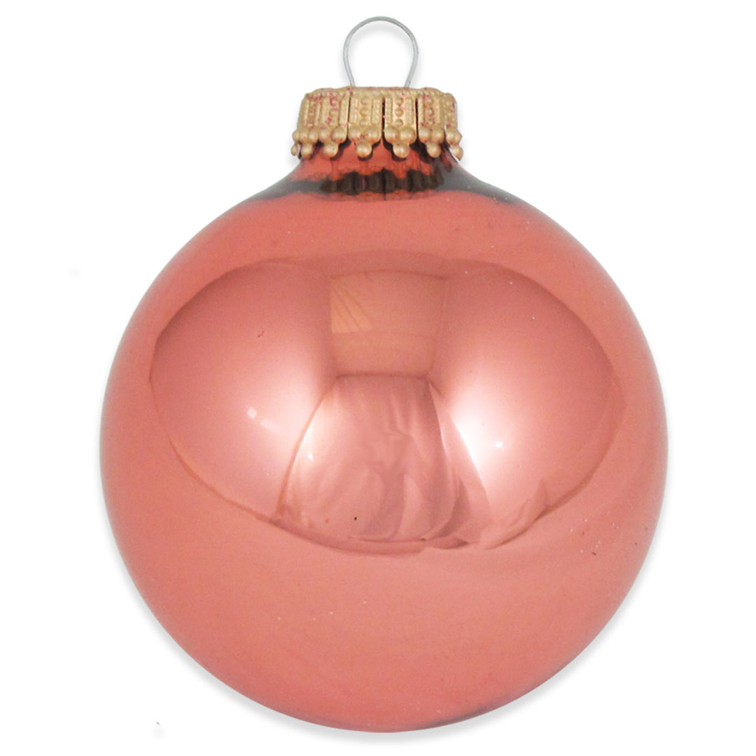 2 5/8" (67mm) Ball Ornaments, Gold Caps, Burnished Copper, 8/Box, 12/Case, 96 Pieces