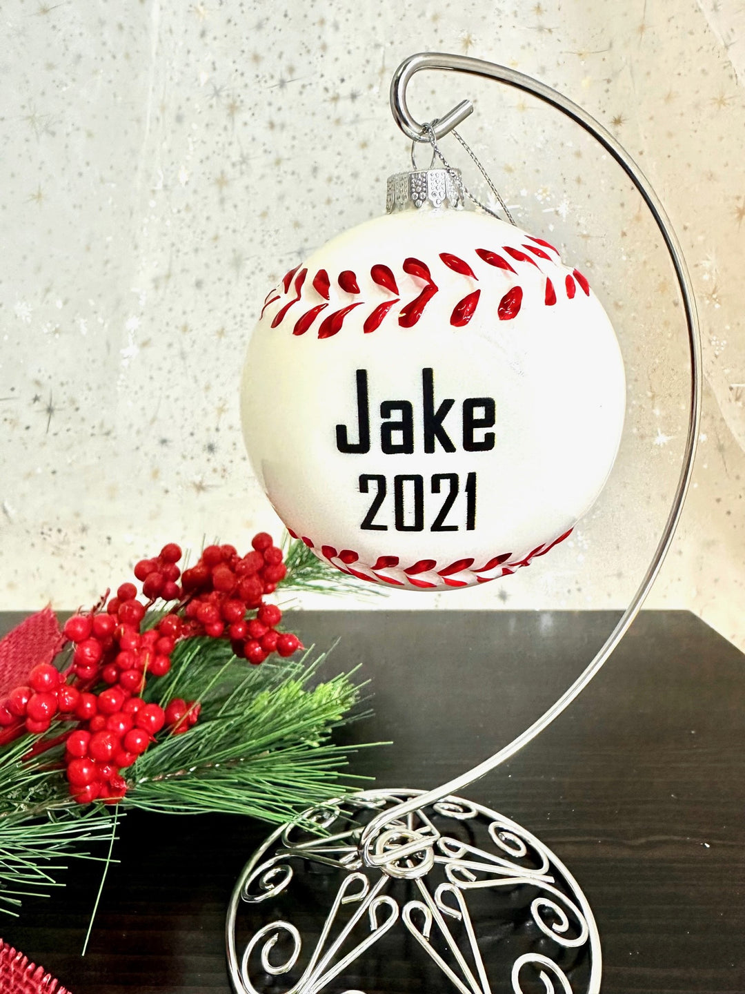 3" (76mm) Glass Baseball Round Ornaments, 1/Box, 12/Case, 12 Pieces