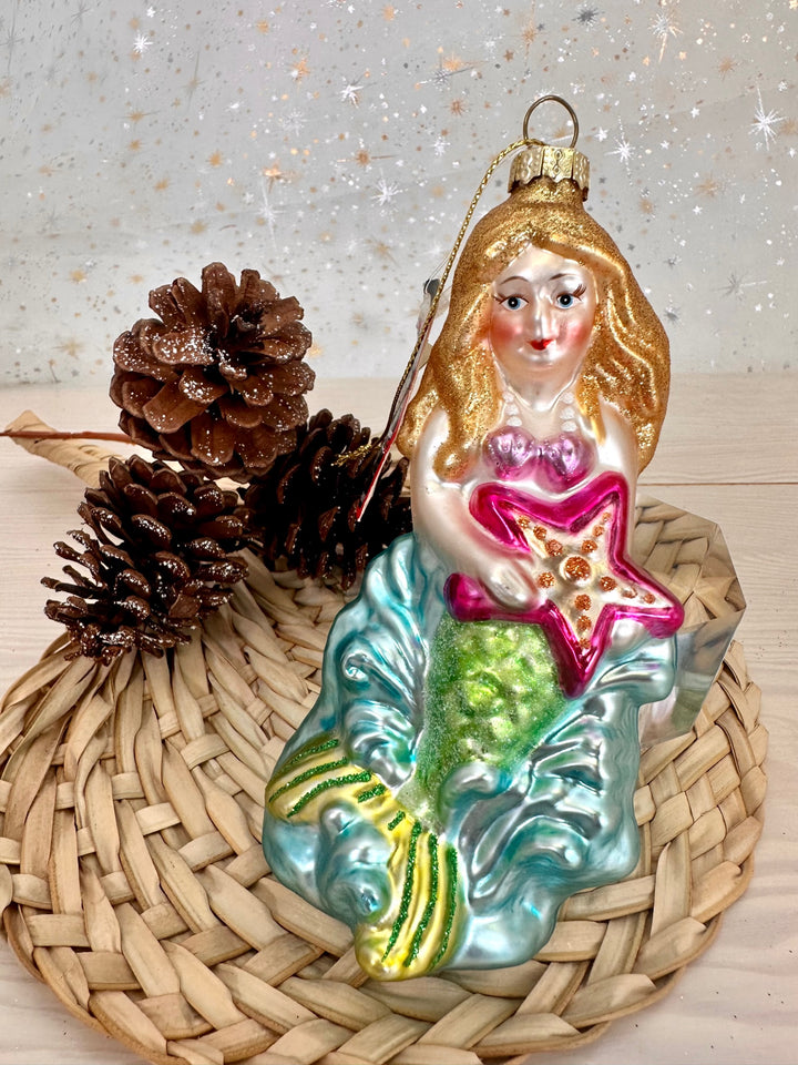 5 1/4" (133mm) Mermaid with Starfish Figurine Ornaments, 1/Box, 6/Case, 6 Pieces