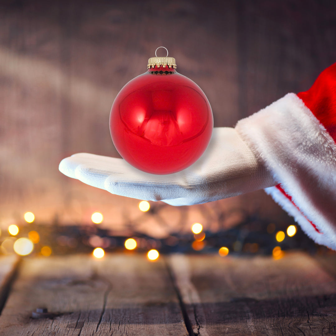 3 1/4" (80mm) Glass Ball Ornament, Christmas Red, 4/Box, 12/Case, 48 Pieces