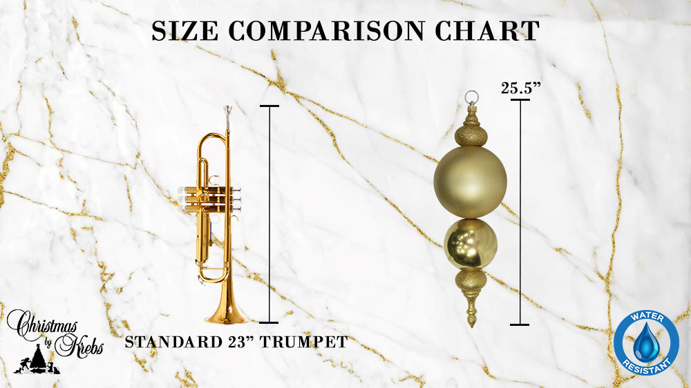 25.5" Giant Commercial Shatterproof Multipiece Finials, Gold, Case, 2 Pieces