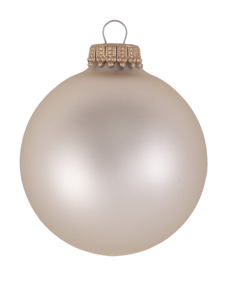 2 5/8" (67mm) Ball Ornaments, Gold Caps, Oyster Velvet, 8/Box, 12/Case, 96 Pieces