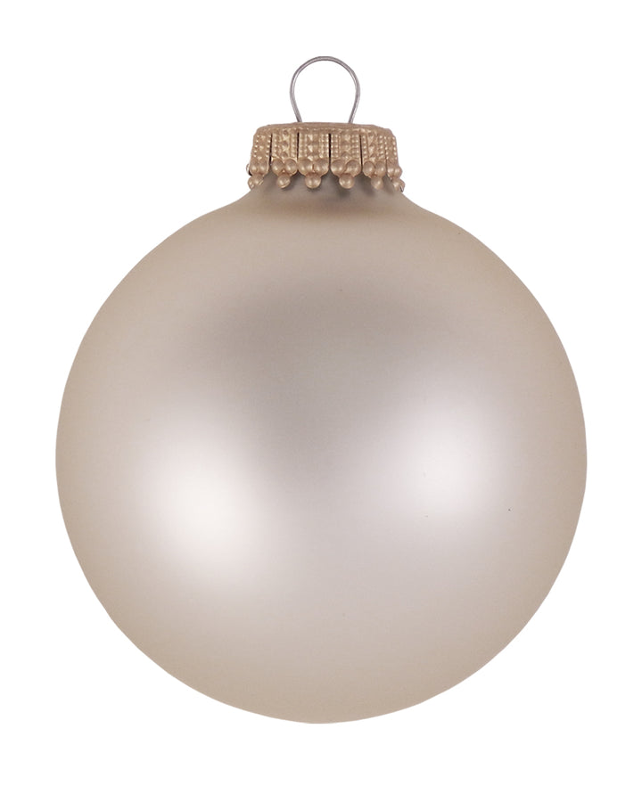 2 5/8" (67mm) Ball Ornaments, Gold Caps, Oyster Velvet, 8/Box, 12/Case, 96 Pieces