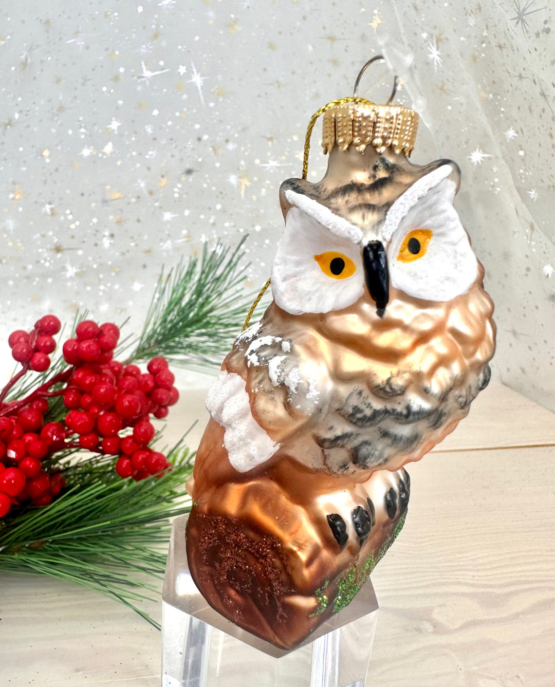 4 1/2" (114mm) Owl Glass Figurine Ornaments, 1/Box, 6/Case, 6 Pieces