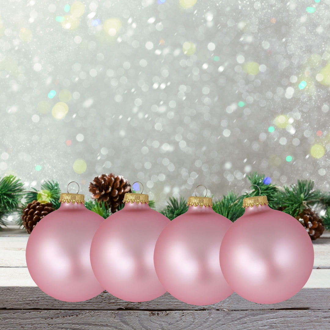 3 1/4" (80mm) Glass Ball Ornament, Tickled Pink, 4/Box, 12/Case, 48 Pieces